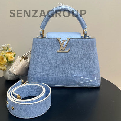 Louis Vuitton Capucines BB Blue Silver Handbag Shoulder Bag