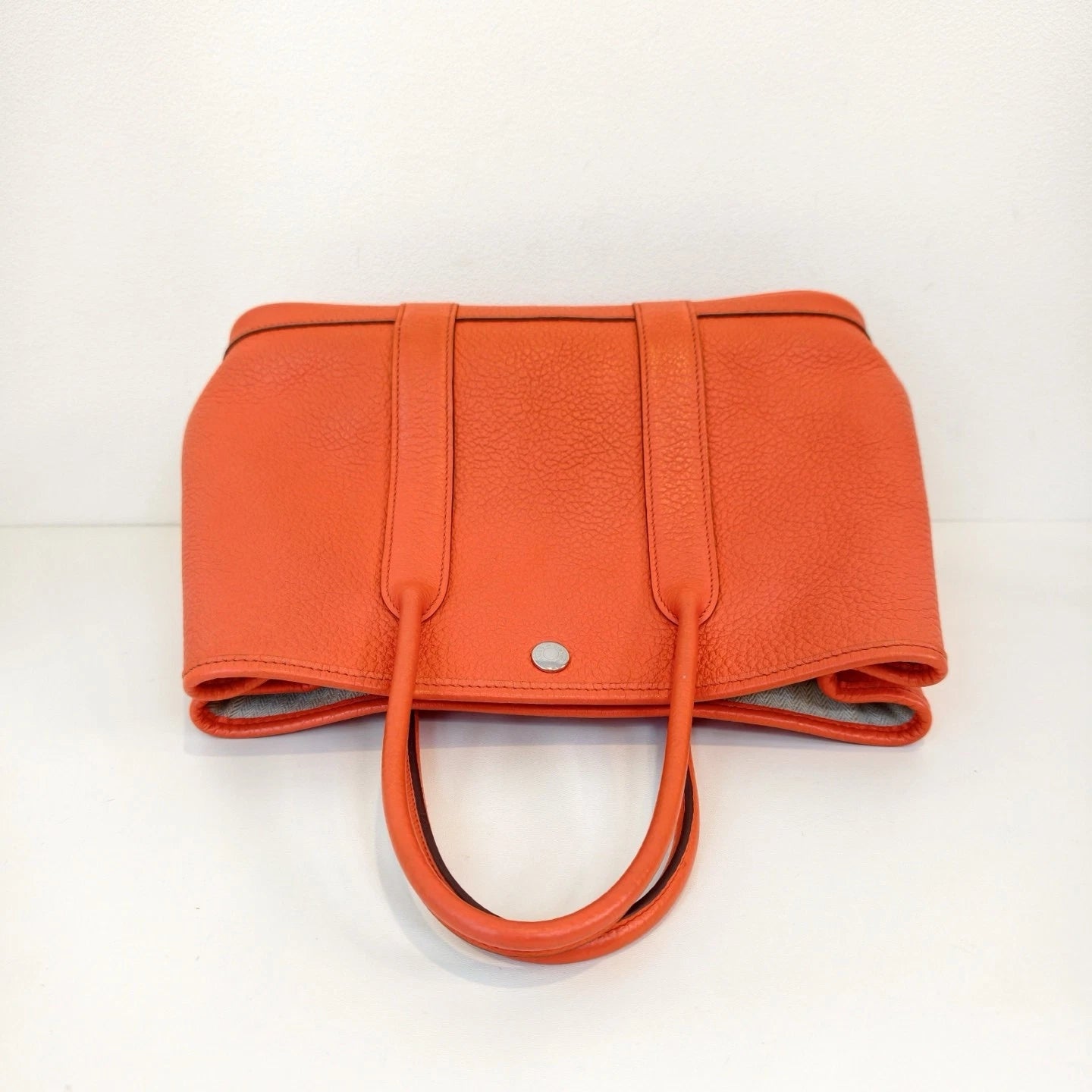 Hermes Garden Party30 Top Handle Bag Orange Silver Used Women Classic