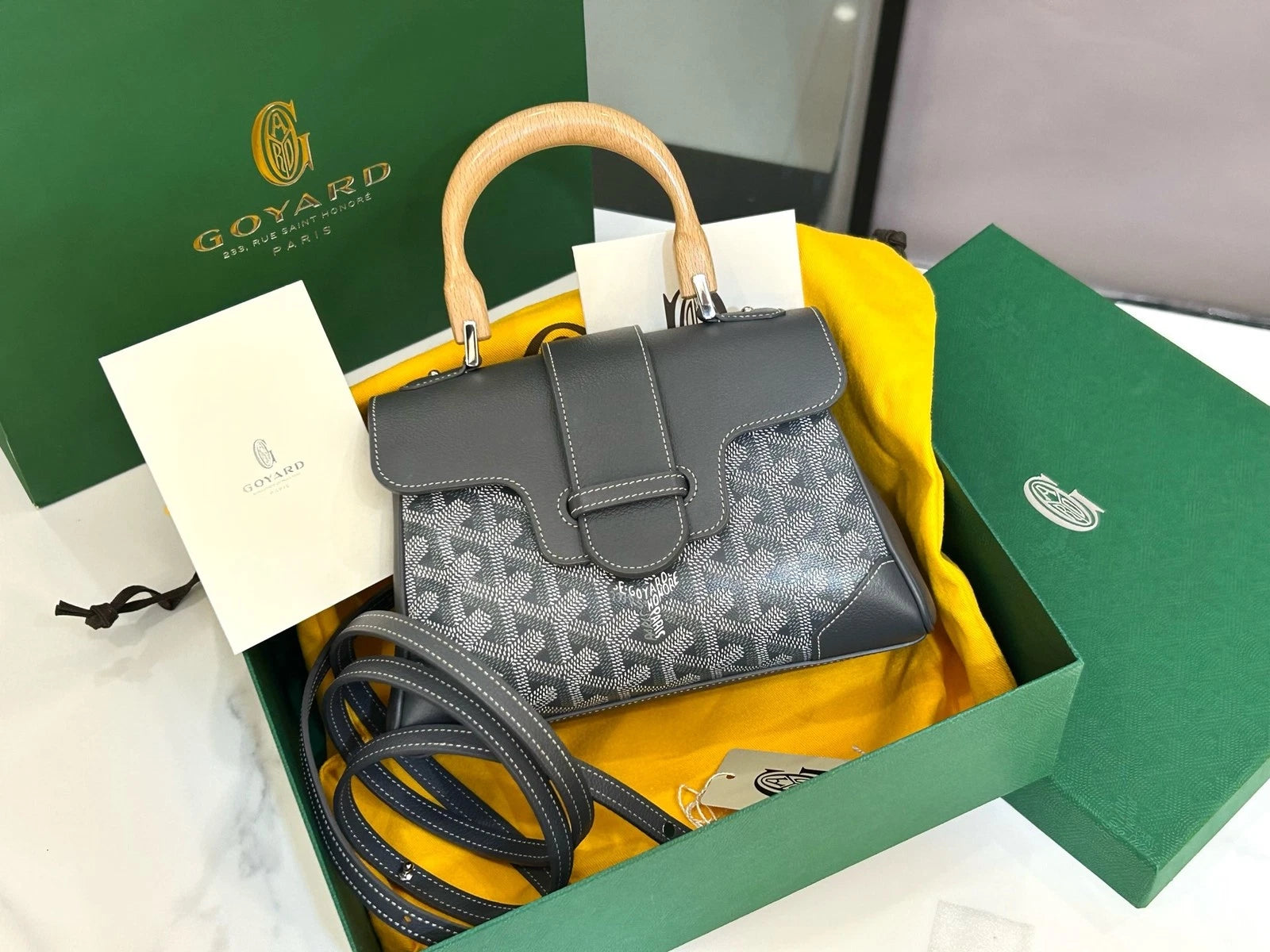 Goyard Canvas Mini Saigon Gray Handbag Crossbody For Women