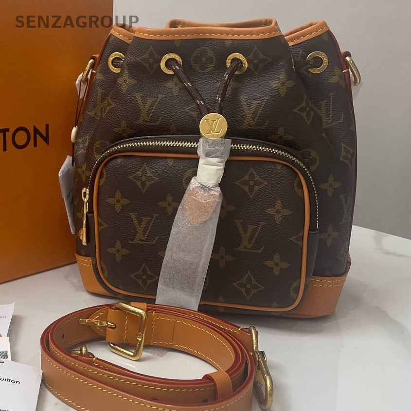 Louis Vuitton LV Noé Cargo Monogram Bucket Crossbody Bag Brown Gold