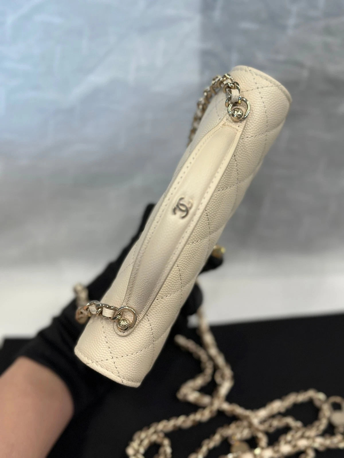 CHANEL Beige Leather Backpack Crossbody Shoulder Handbag Women