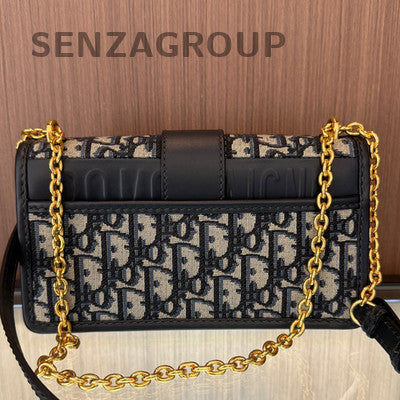 Dior Montaigne 30 Small Monogram Chain Shoulder Crossbody Bag Black Gold