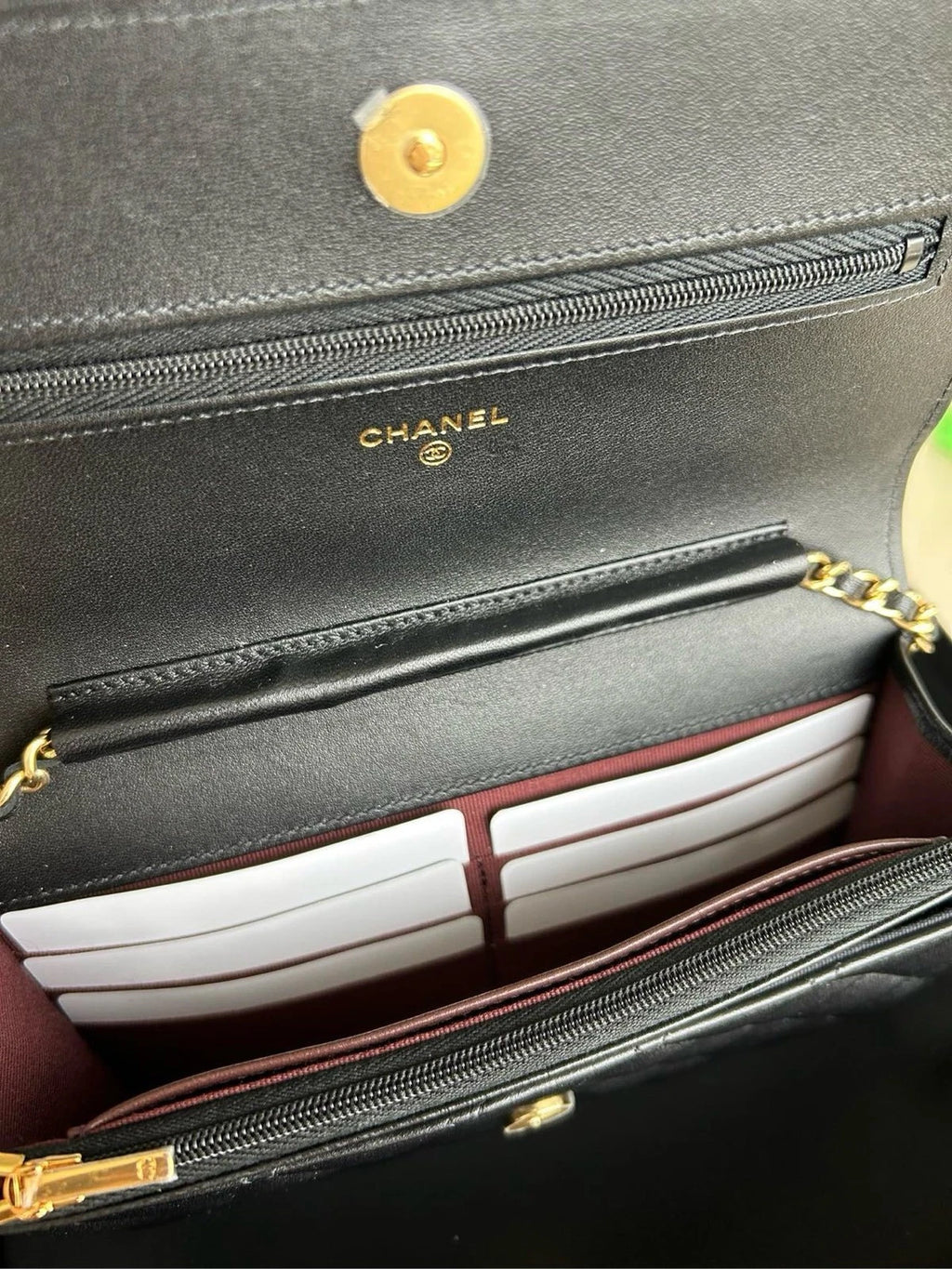 CHANEL Black Gold Lambskin WOC Crossbody Bag For Women