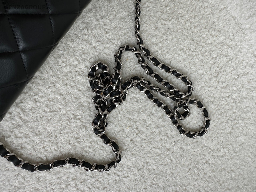 CHANEL Woc Lambskin Diamond Pattern Chain Shoulder bag Black Silver Women