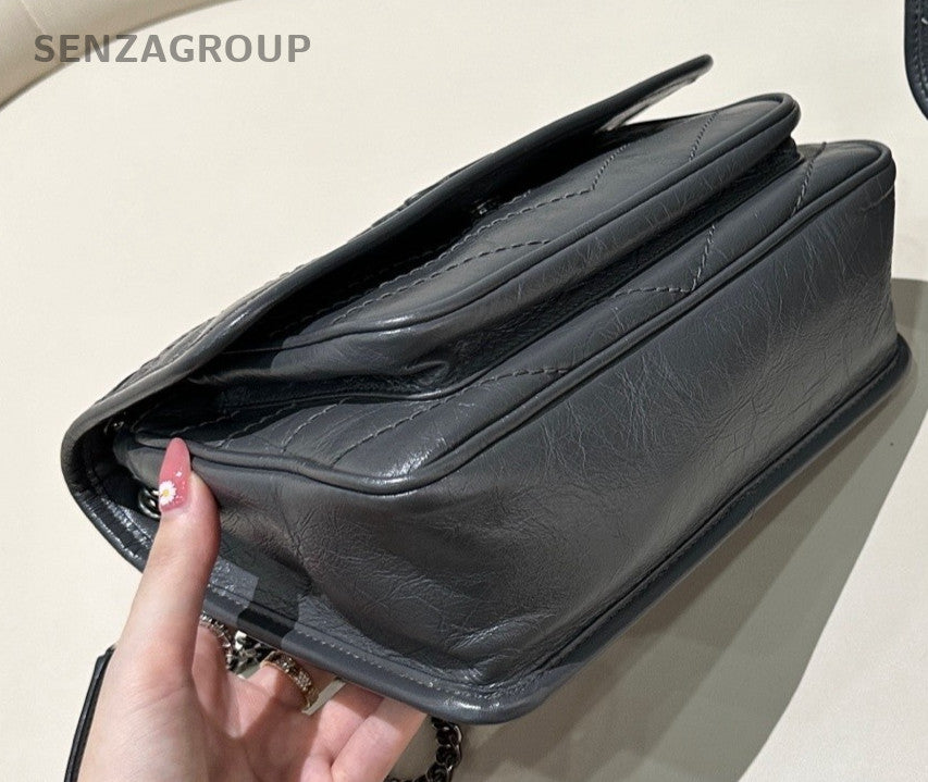 YSL Saint Lauren Baby Niki PM Shoulder Crossbody Bag Gray Almost Brand Ne