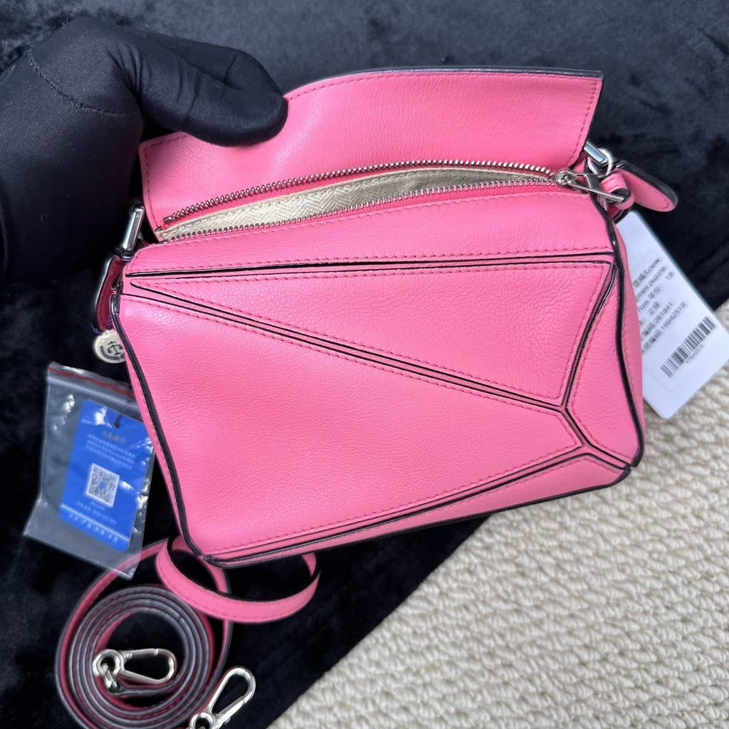 Loewe Mini Puzzle Calfskin 2ways Shoulder Crossbody Bag Classic Pink
