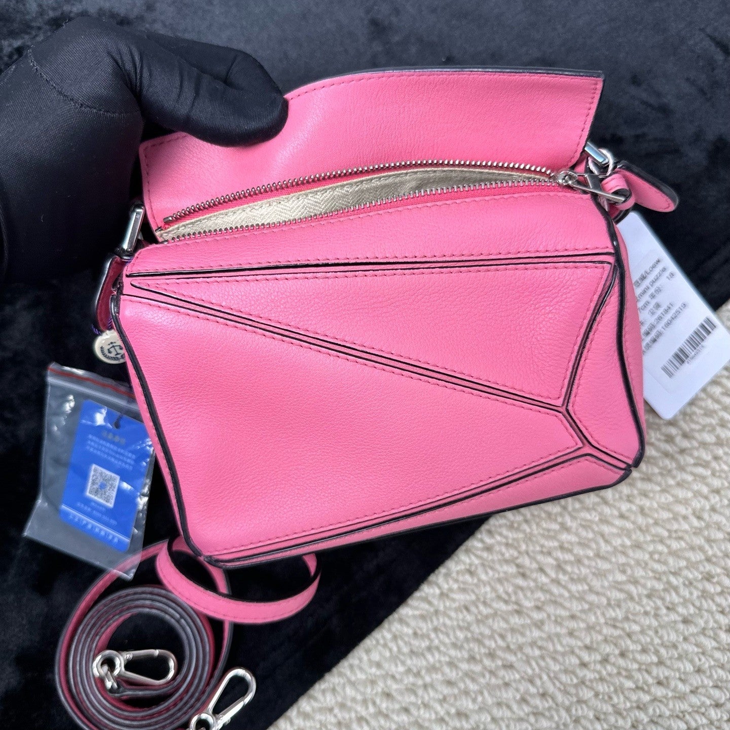 Loewe Mini Puzzle Calfskin 2ways Shoulder Crossbody Bag Classic Pink