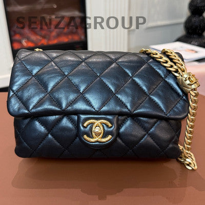 Chanel Classic Flap Black Gold Chain Shoulder Crossbody Bag Quilted