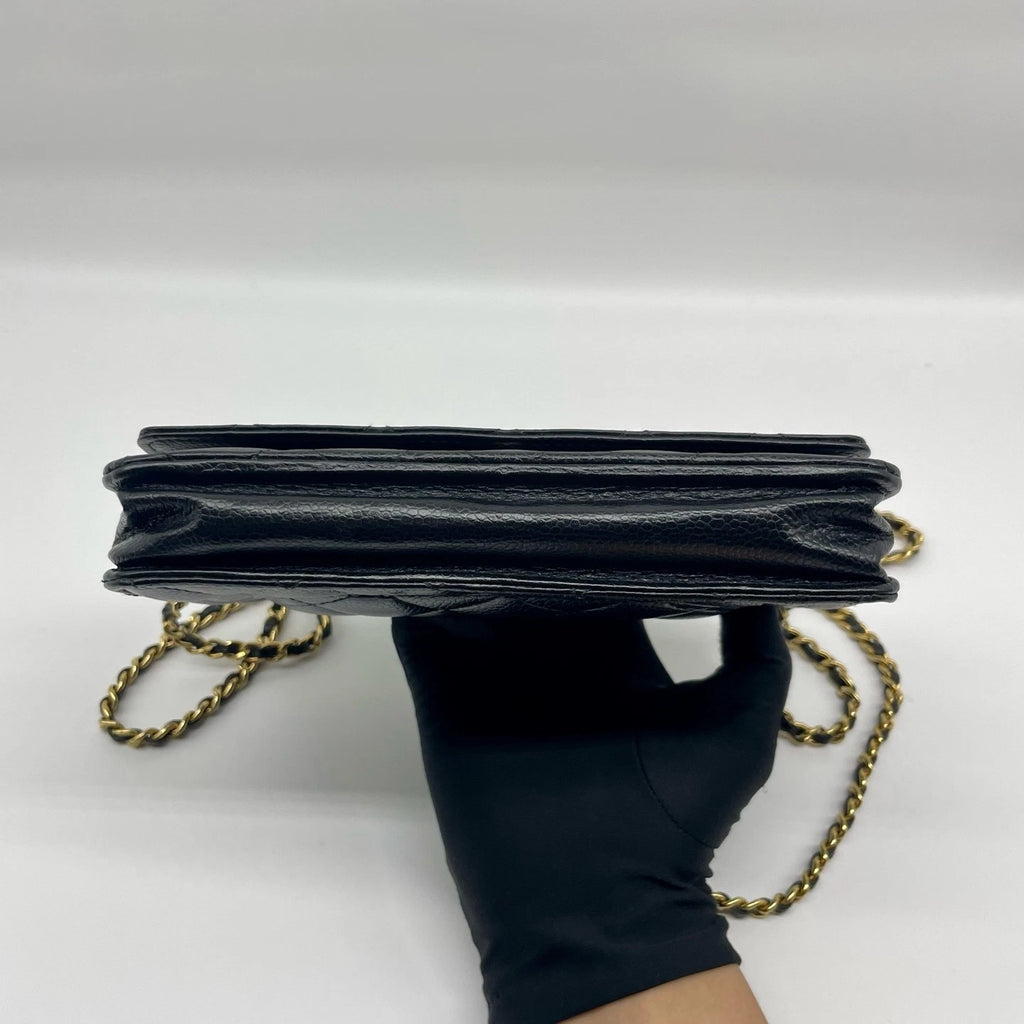 CHANEL Black Leather WOC Crossbody Bag For Women