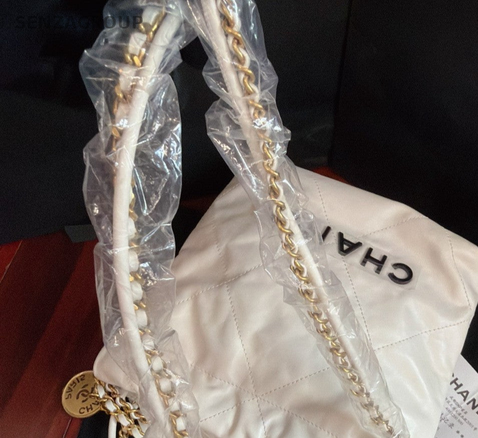 Chanel 22Bag Mini Chain Shoulder Bag Crossbody White Gold Women Classic Fashion