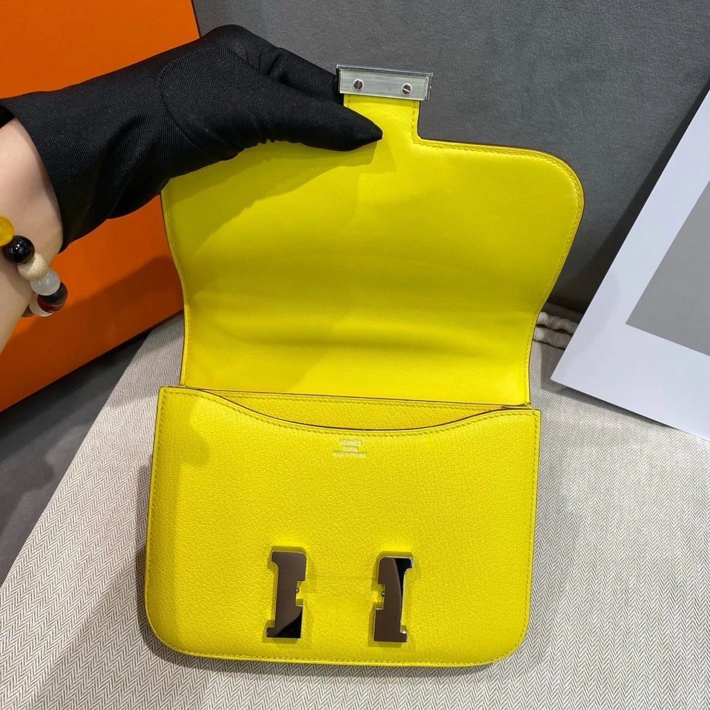 Hermes Constance19 Lemon Yellow Goatskin Women's Shoulder Bag