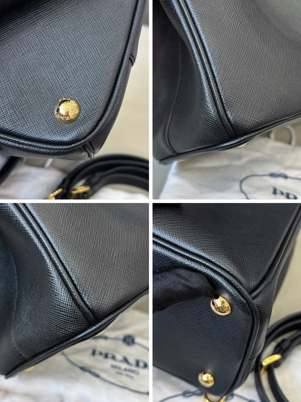 Excellent Prada Galleria Calfskin Black Handbag Crossbody Gold Hardware