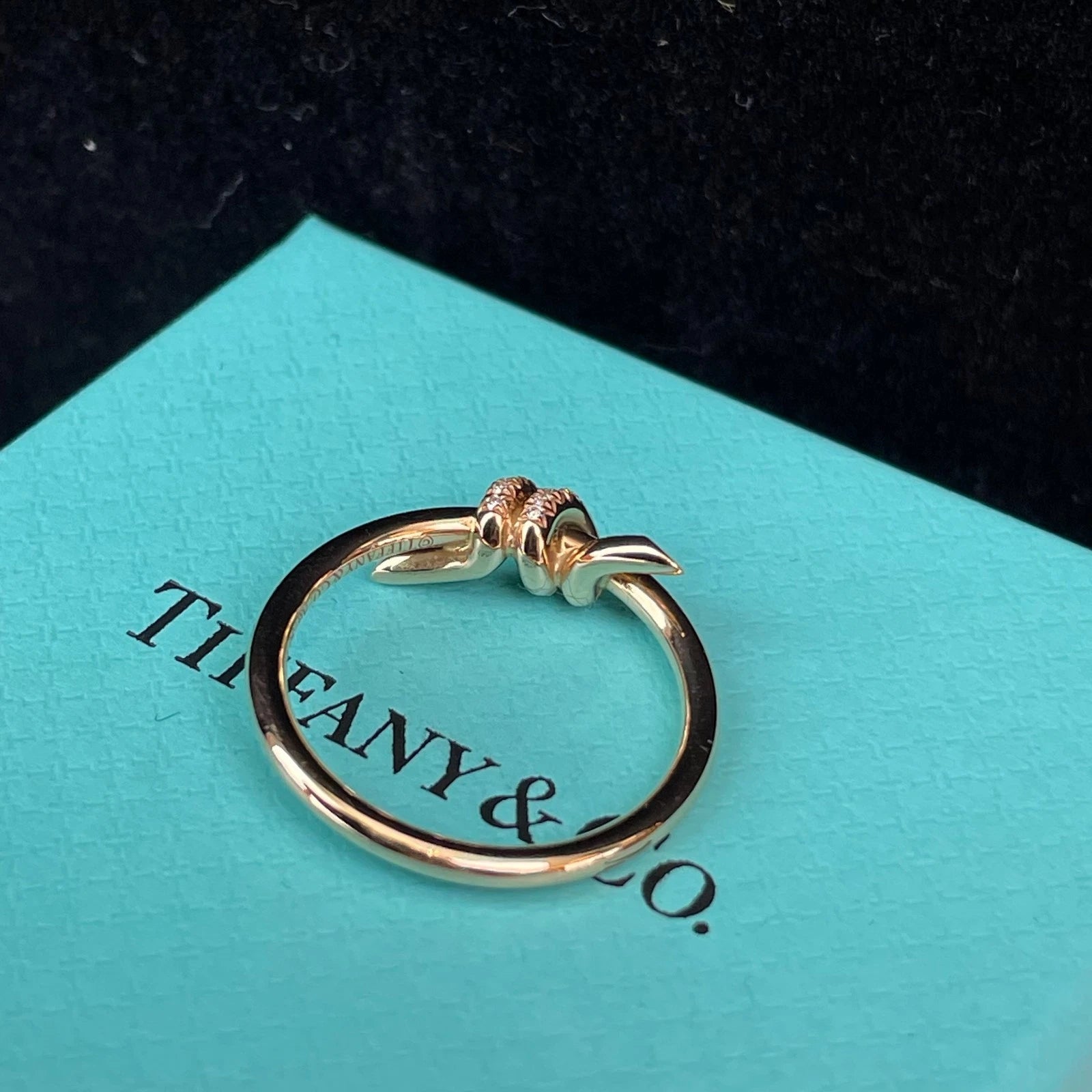 Tiffany &amp; Co. Tiffany Knot 18K Rose Gold Diamonds Band Ring EU53/US6.25