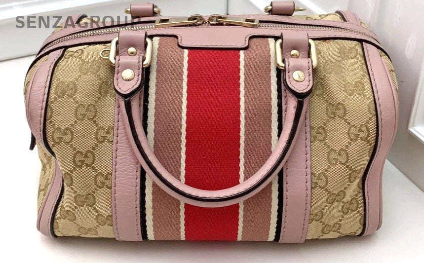 Gucci GG Supreme Leather Boston Pillow Bag Shoulder Crossbody Bag Women Pink