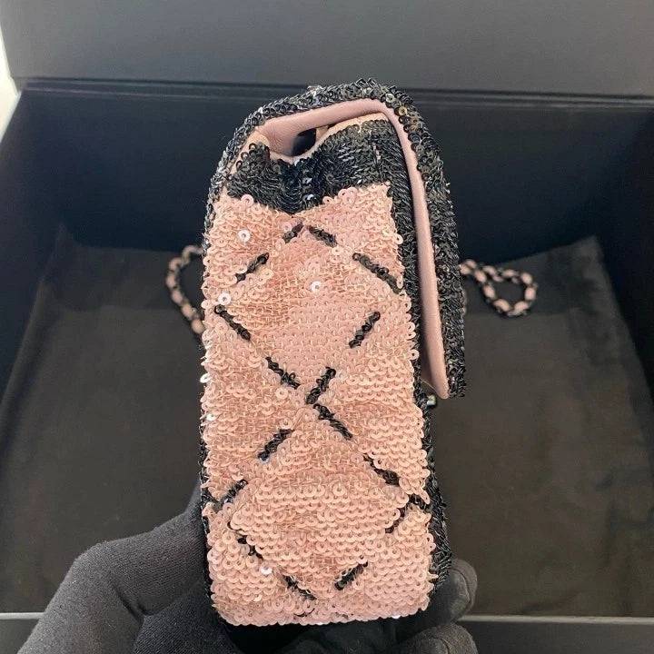 Chanel Classic Flap Big Mini Chain Shoulder Bag Crossbody Pink Black Women D