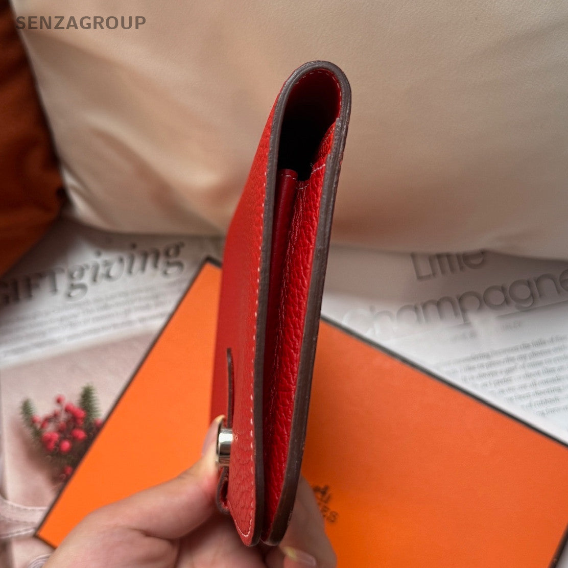 Hermès Dogon Duo Red Silver Hardware Wallet Clutch Women Classic