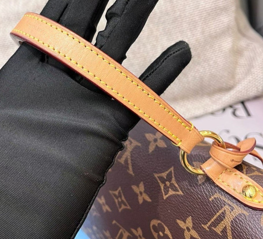 Louis Vuitton Cluny BB Monogram Top Handle Bag Crossbody Brown Red Women Classic