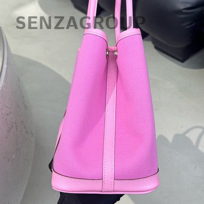 Hermès Garden Party 30 Tote Bag Canvas Leather Pink Silver Hardware