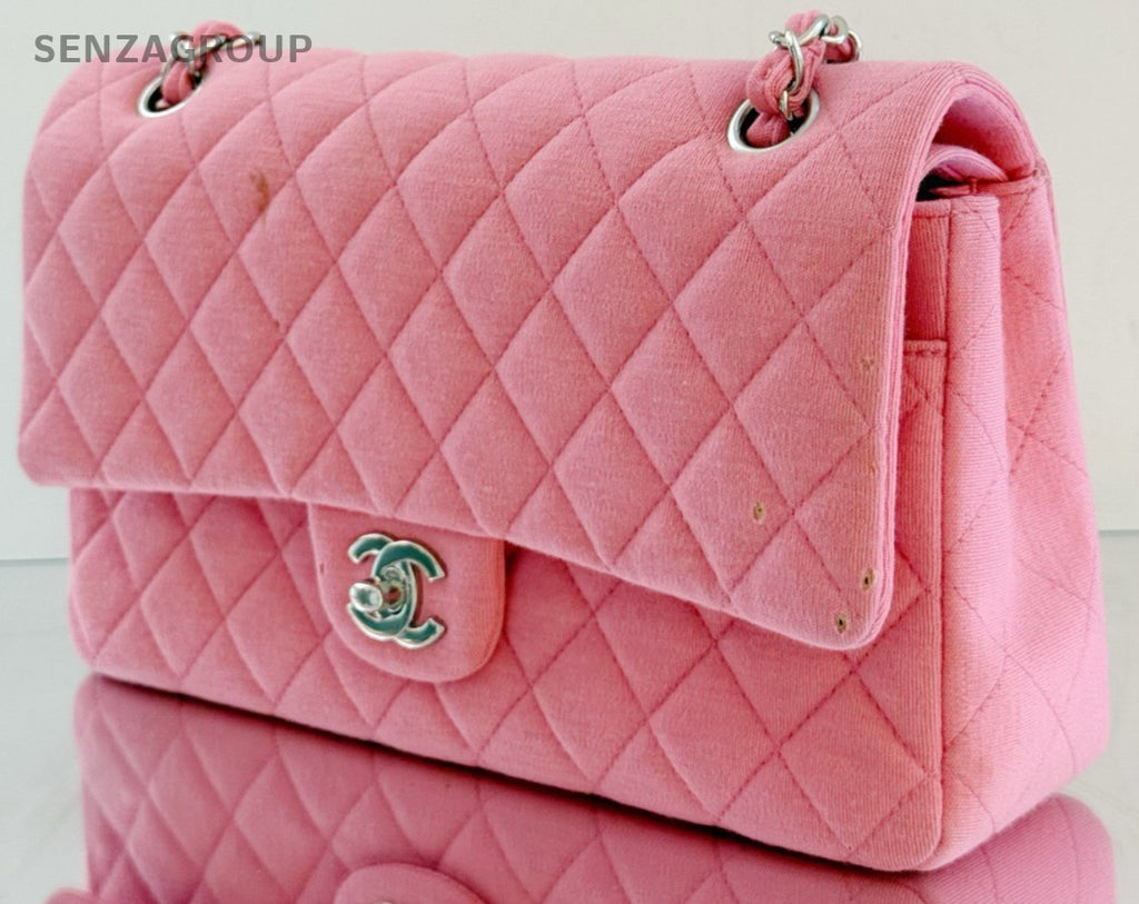 Chanel Classic Flap Chain Shoulder Bag Pink Silver Diamond Used Women Designer