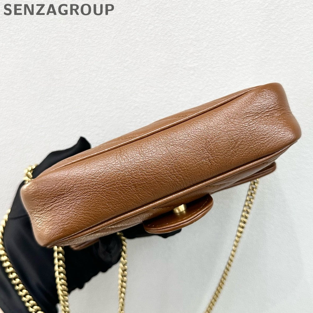 Gucci Marmont Mini Chain Shoulder Crossbody Bag Brown Classic Women