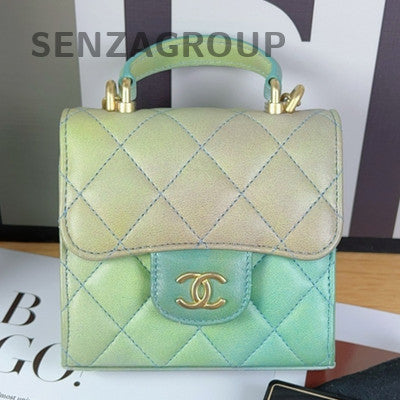 Chanel Quilted Handbag Green Gold Hardware Classic Fashion Women