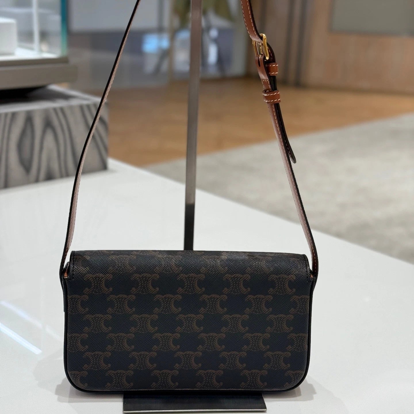 Celine Triomphe Monogram Canvas Shoulder Bag For Women