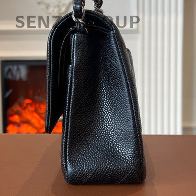 Chanel Classic Flap Black Silver Quilted Chain Shoulder Bag Women's Fashion