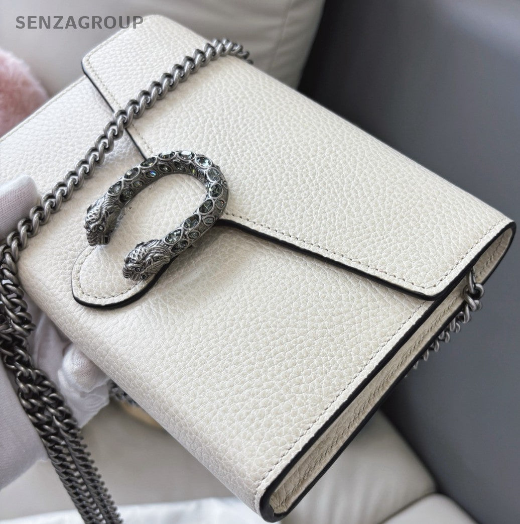 Gucci Dionysus Wallet On Chain Shoulder Crossbody Bag White Almost Brand New