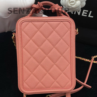 Chanel Pink Quilted Camera Bag Gold Hardware Chain Strap Shoulder Bag