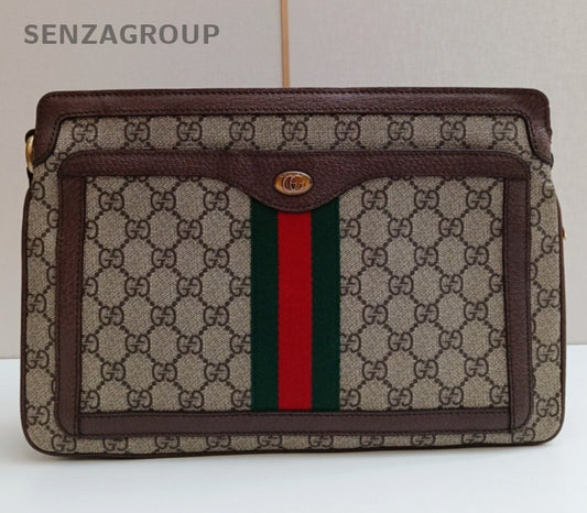 Gucci Ophidia 2Way Crossbody Shoulder Bag Brown Beige Gold Women Classic