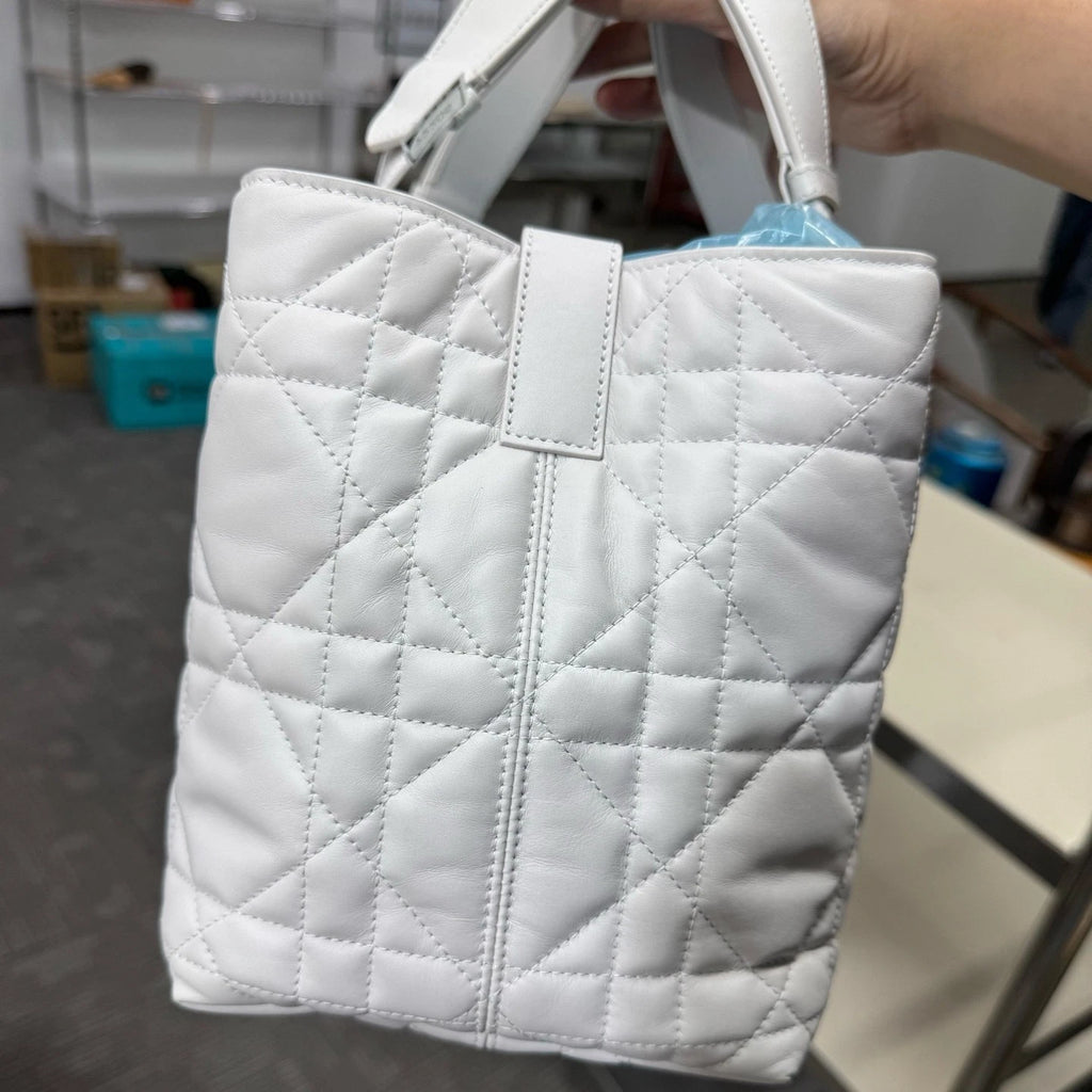Authentic Dior Toujours Medium Silver White Shoulder Bag For Women