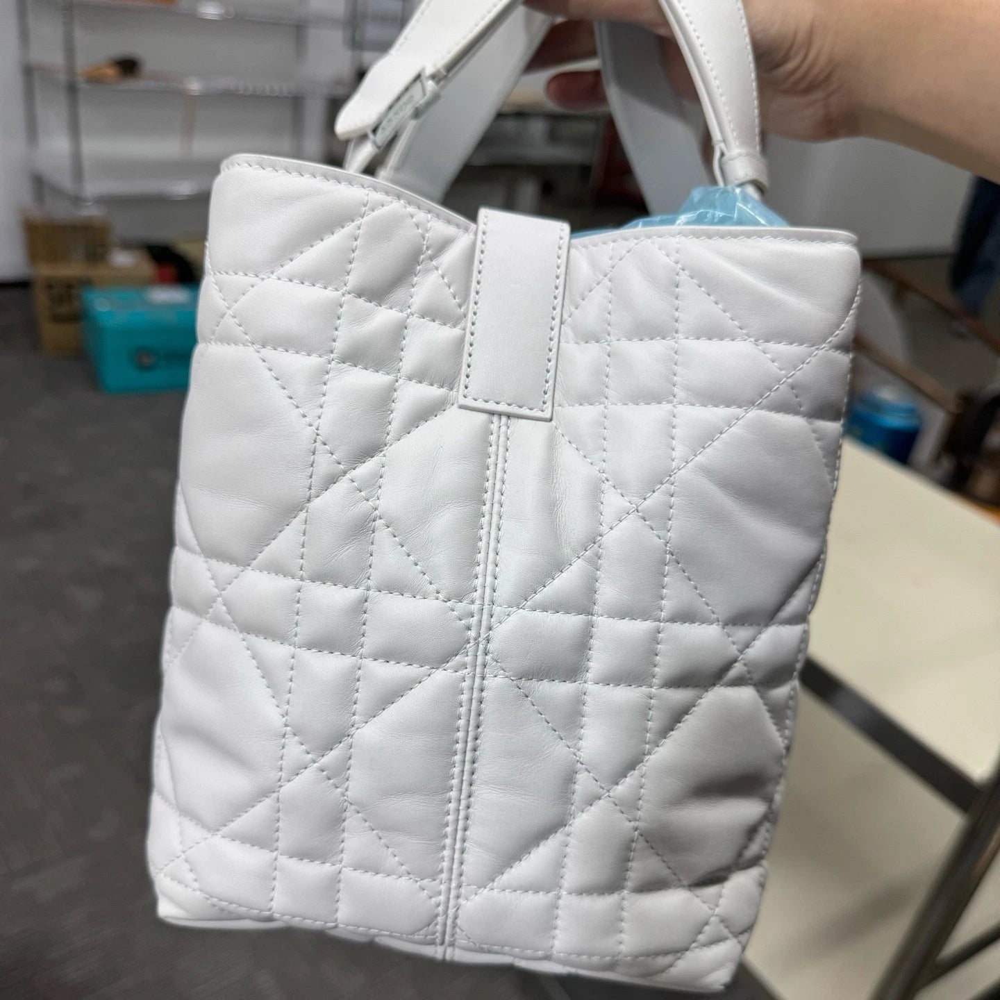 Authentic Dior Toujours Medium Silver White Shoulder Bag For Women
