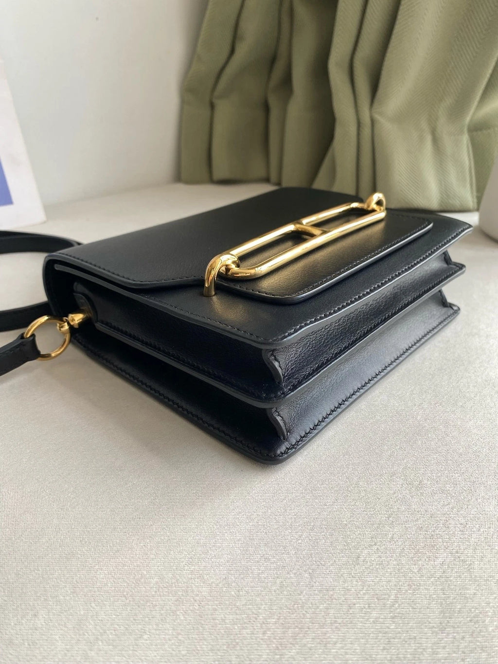 Hermes Roulis19 Black Gold Shoulder Crossbody Bag For Women