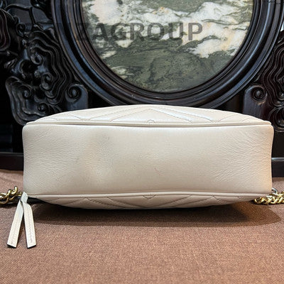 Gucci Marmont Camera Bag Medium Shoulder Crossbody White Gold Classic