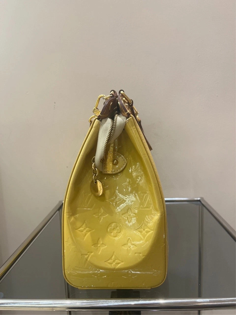 Louis Vuitton Brea Yellow Patent Leather Tote Handbag