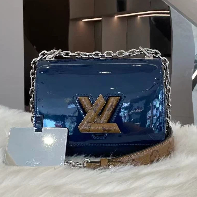 Louis Vuitton Twist Small Chain Shoulder Bag Blue Silver Women's Classic