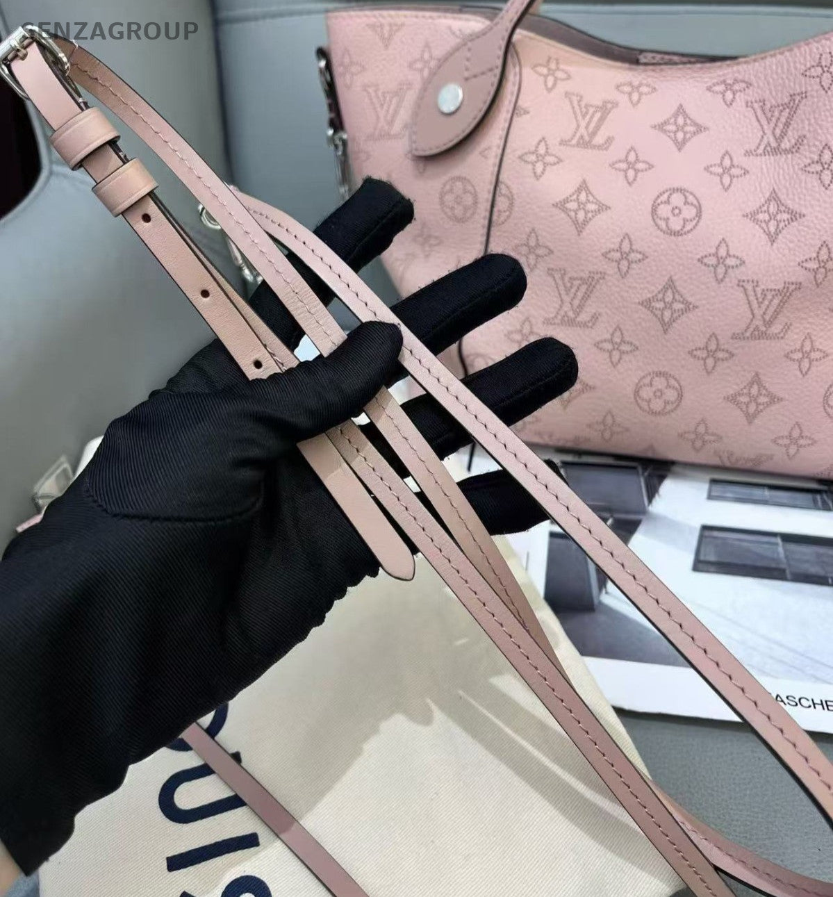 Louis Vuitton Hina PM Monogram Calfskin 2way Shoulder Handbag Women Pink