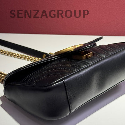 Gucci Black Gold Marmont Chain Shoulder Crossbody Bag Classic Women