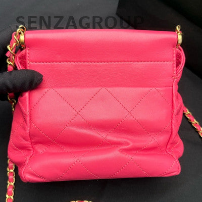 Chanel Lucky Charm Chain Crossbody Bag Red Gold Fashion Women