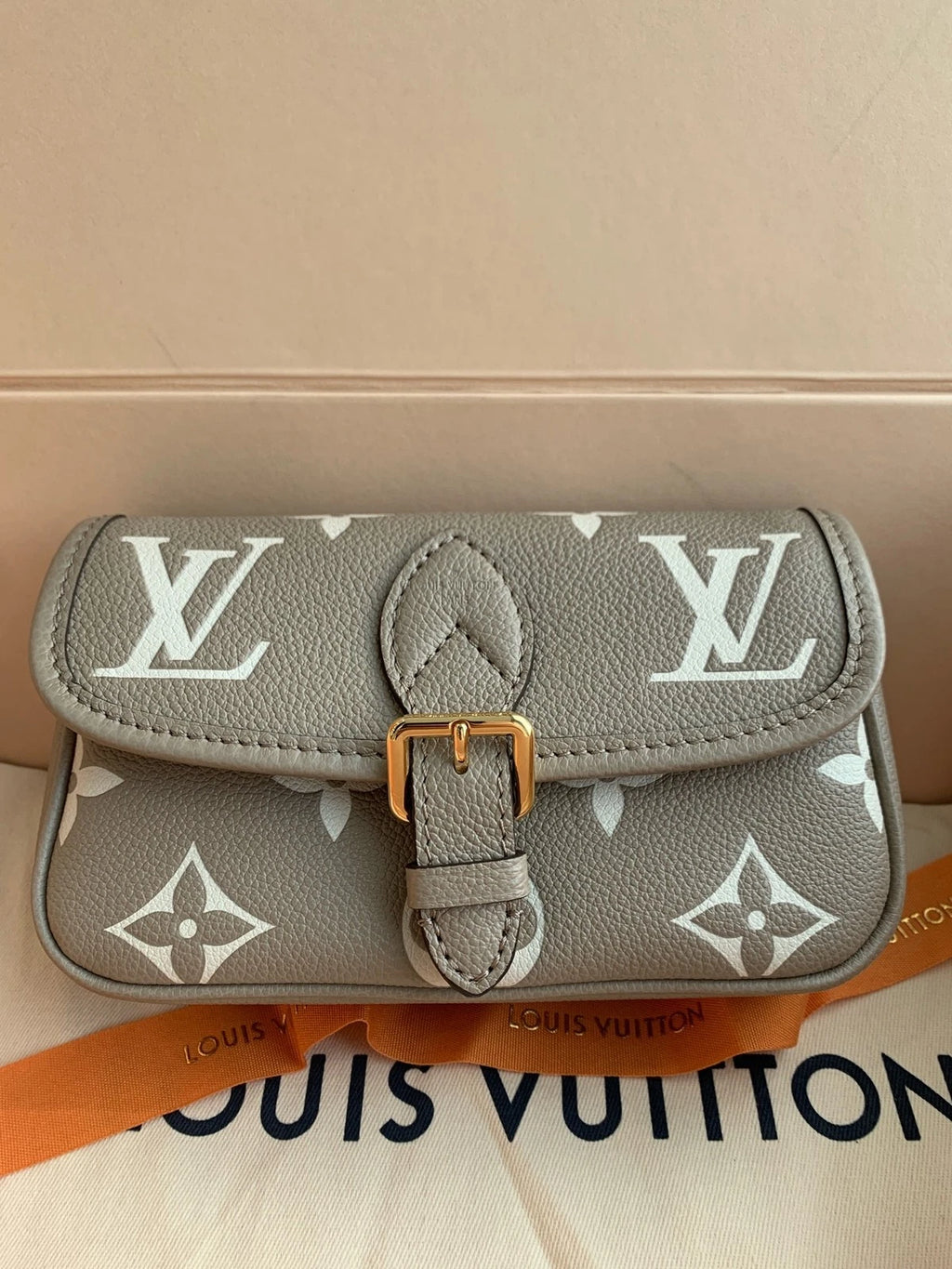 Louis Vuitton Leather Gray Nano Baguette Shoulder Bag For Women