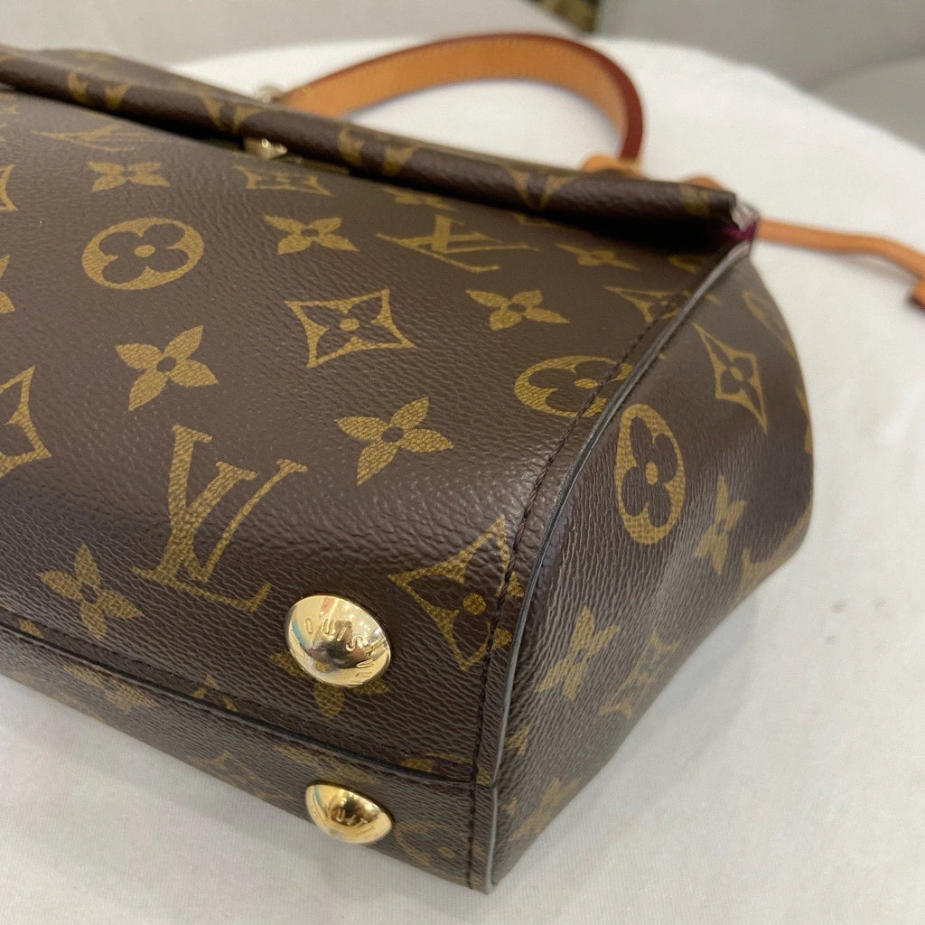 Louis Vuitton Cluny BB Monogram Top Handle Bag Crossbody Brown Gold Women
