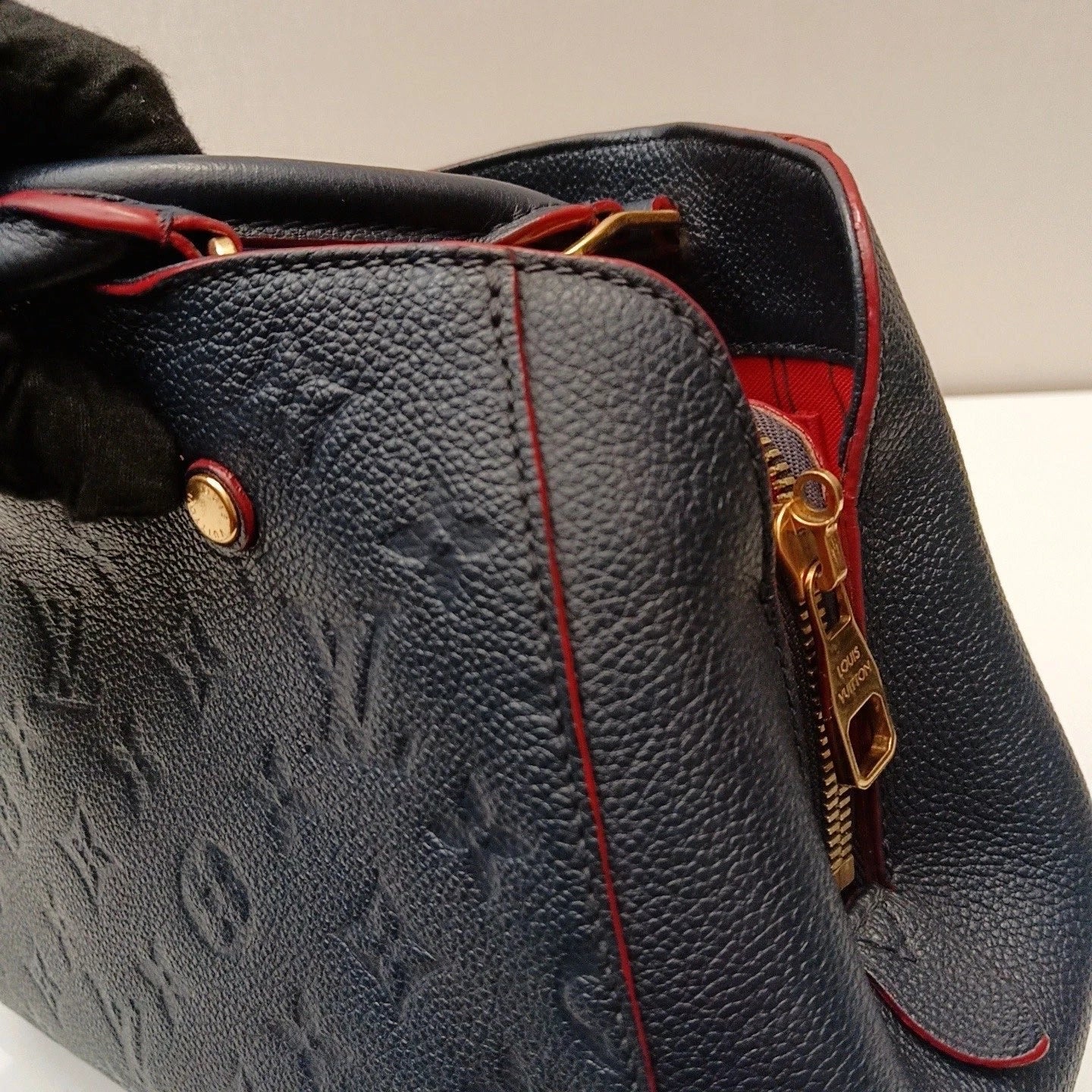 Louis Vuitton Montaigne BB Blue Crossbody Top Handle Excellent