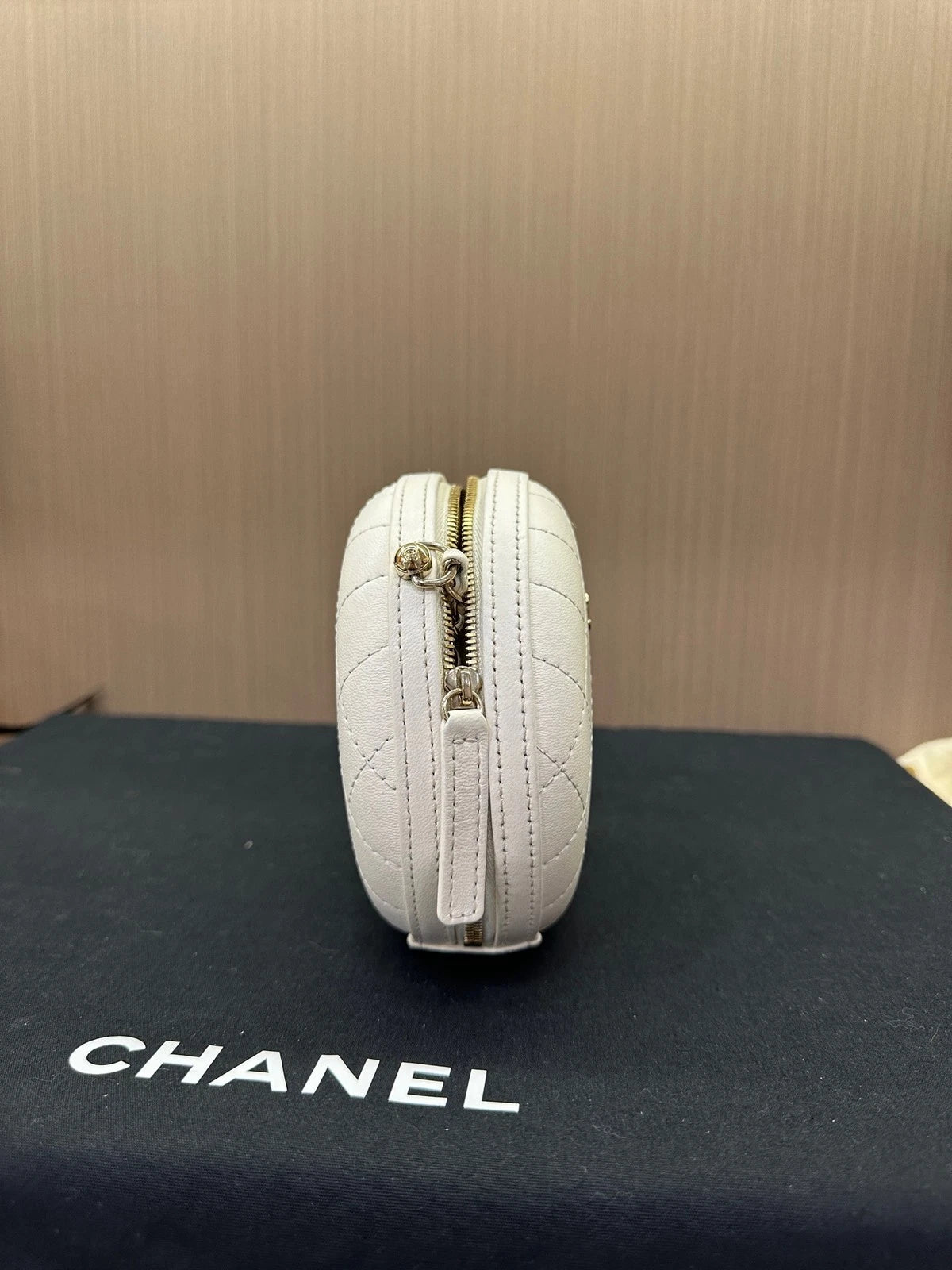 CHANEL Leather Hard Round Pearl Chain Dinner Bag For Women