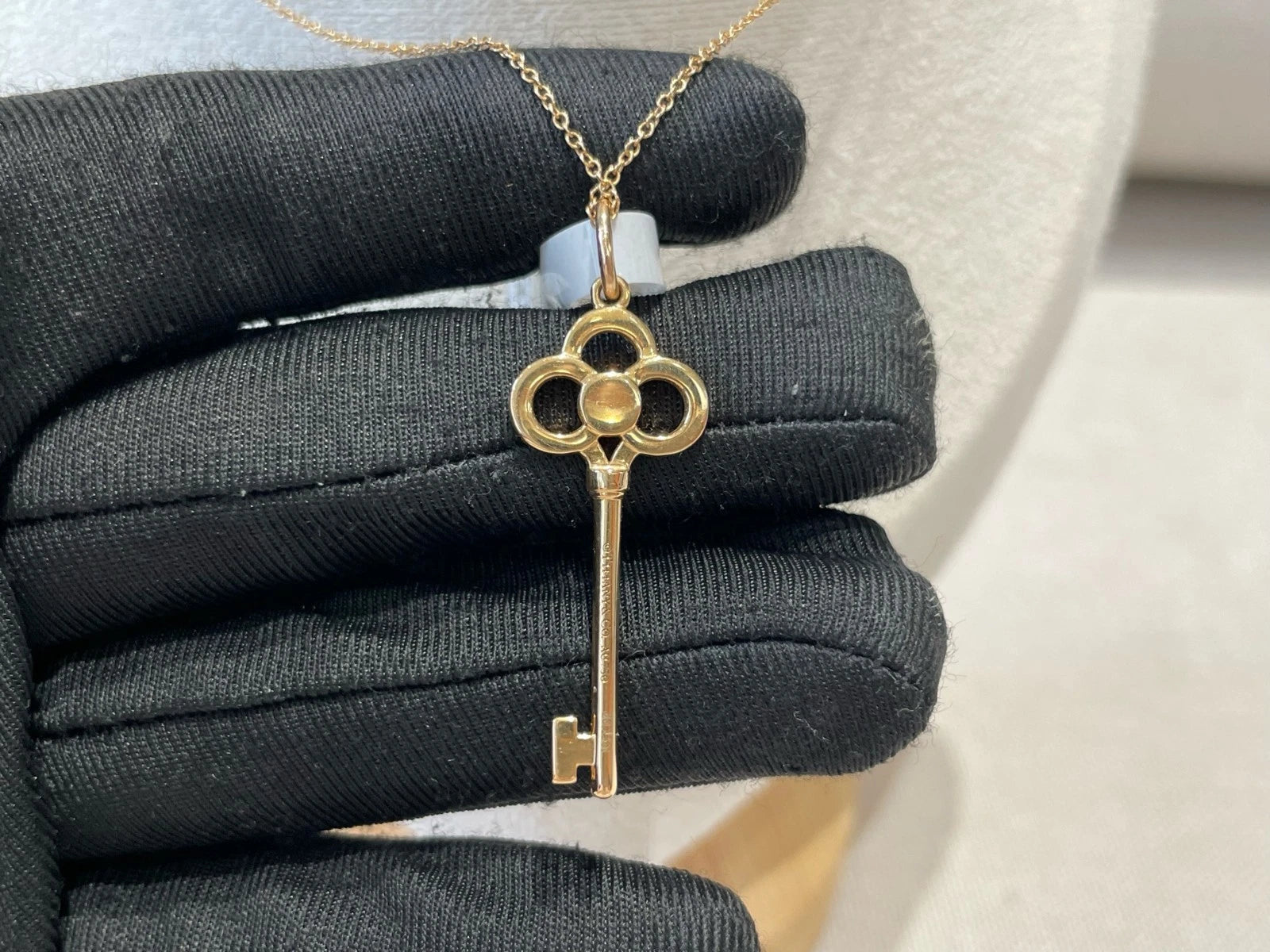 Tiffany&amp;Co. Pendant Necklace Diamond Tiffany Keys Large U 18K Rose Gold