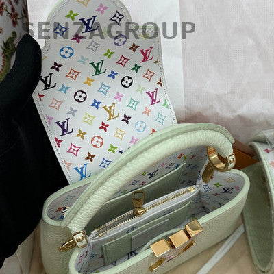 Louis Vuitton Capucines Mini Green Gold Takashi Murakami Handbag