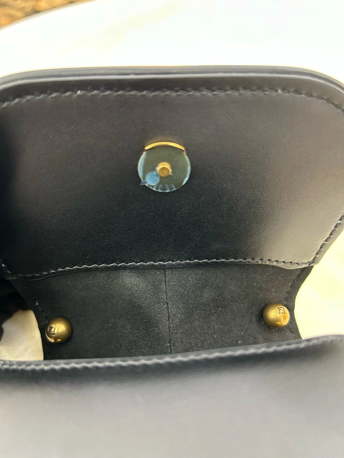 Fendi C'Mon Nano Black Calfskin Gold Shoulder Bag For Women