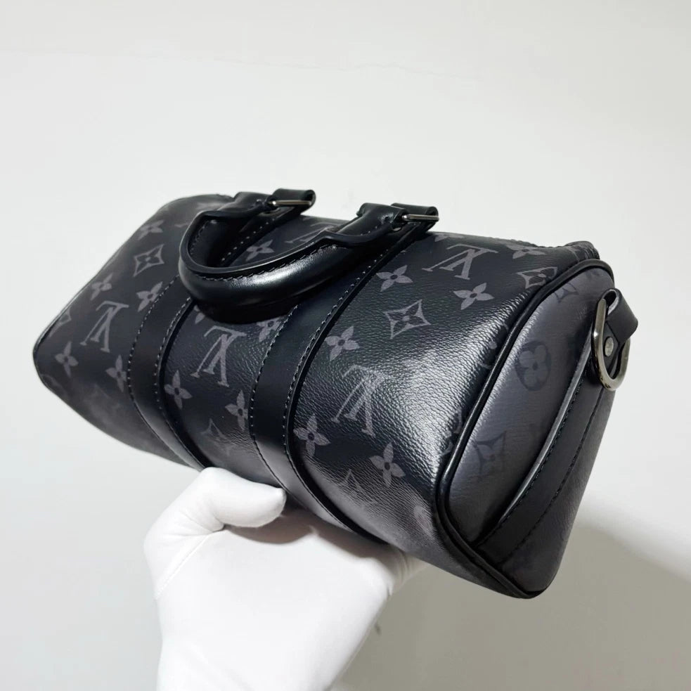 Louis Vuitton Keepall25 Monogram Top Handle Bag Crossbody Black Unisex Adults