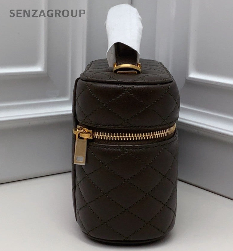 Saint Laurent Gaby Mini Lambskin Top Handle Bag Crossbody Green Gold Women