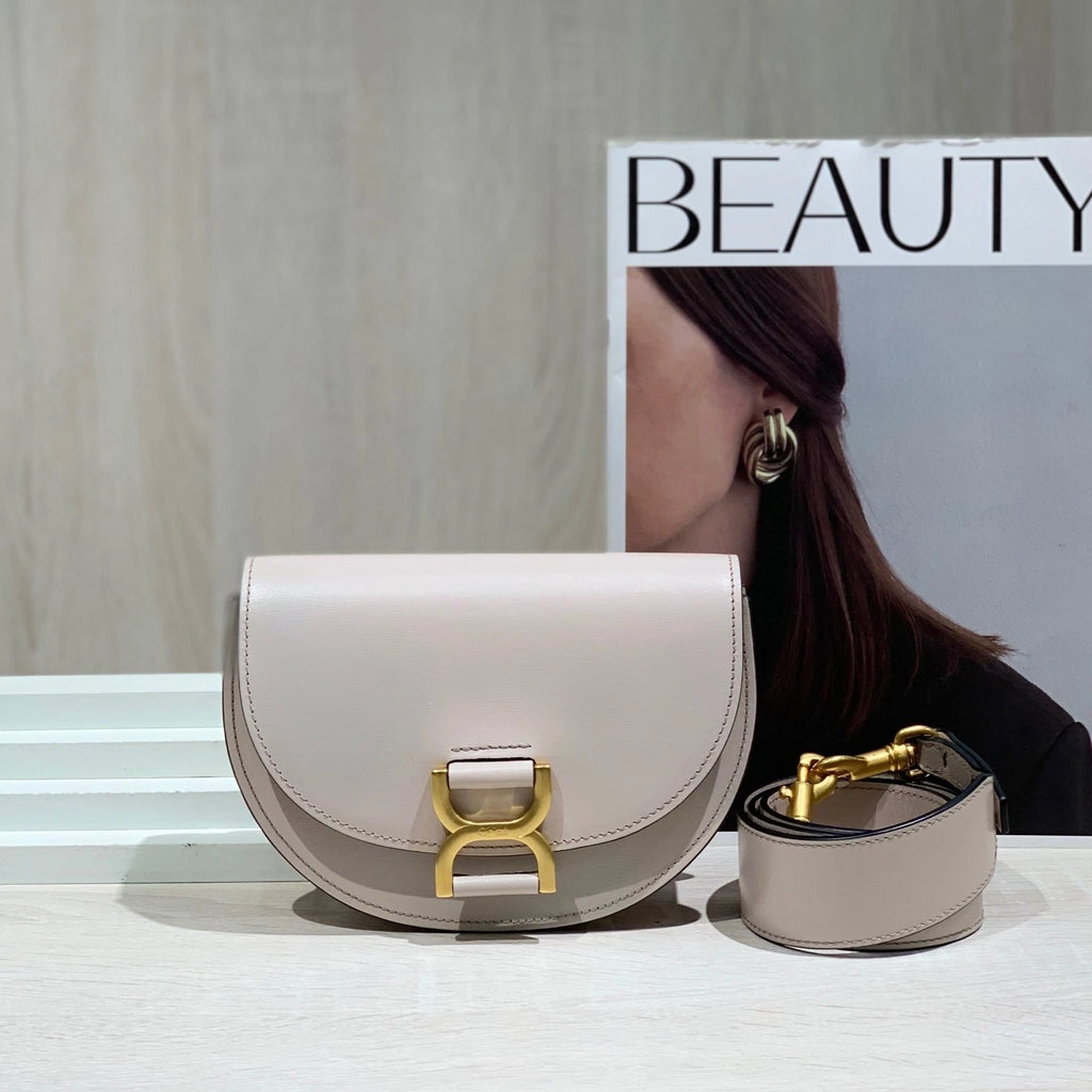 Chloe Marcie Smooth Leather Half Moon Saddle Bag For Women