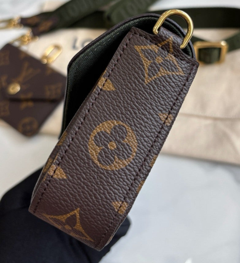 Louis Vuitton Monogram Shoulder Crossbody Bag Brown Women Almost Brand New